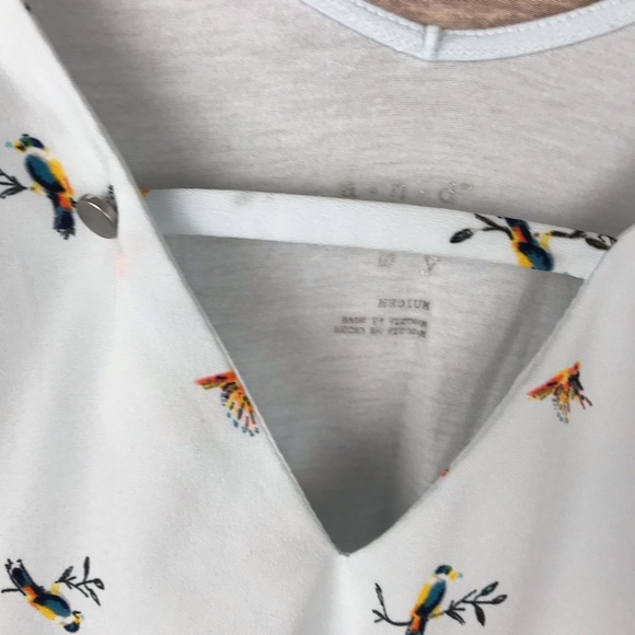 A New Day Bird Print Cut Out Neckline Blouse - Picture 3 of 7